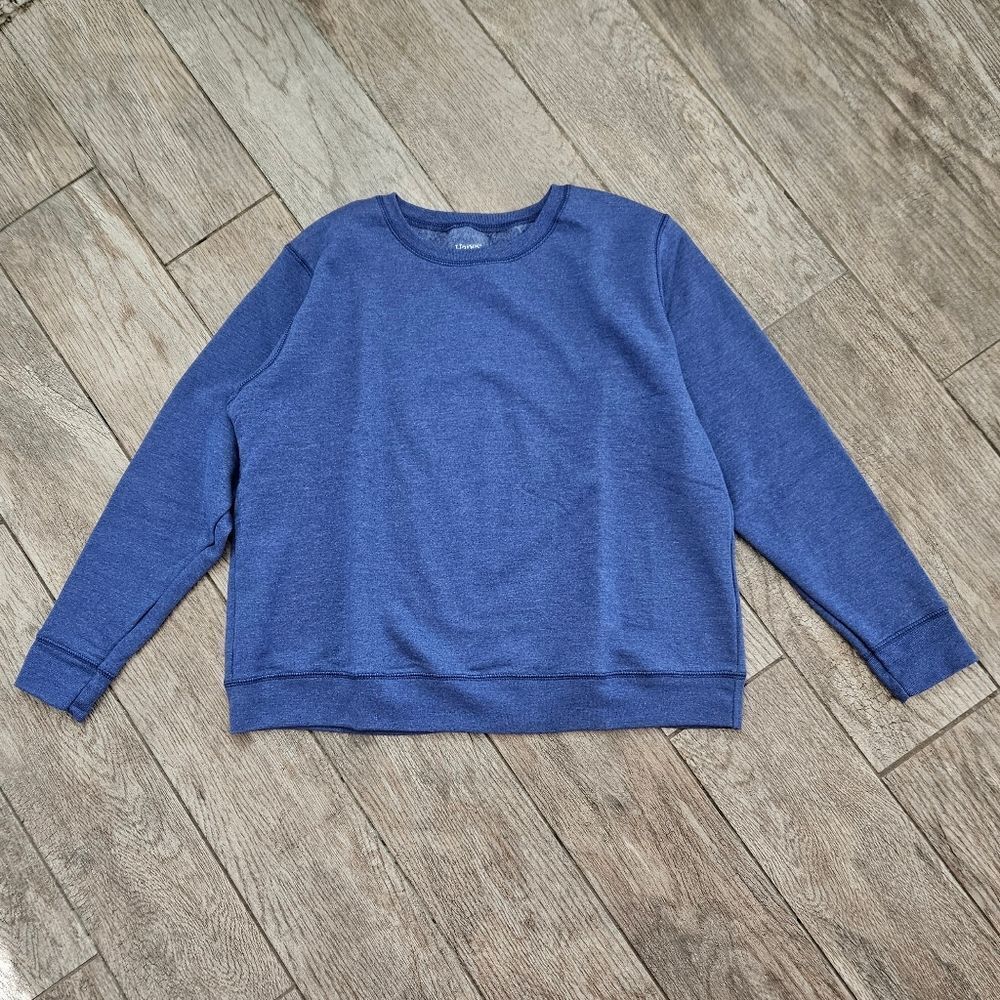 Hanes Soft Sweats Heathered Blue Long Sleeve Crew Neck Sweatshirt Size L - Picture 2 of 8